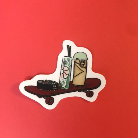 Rolls on a Skateboard - Sticker