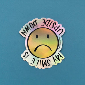 Upside Down Smile | Holographic Sticker