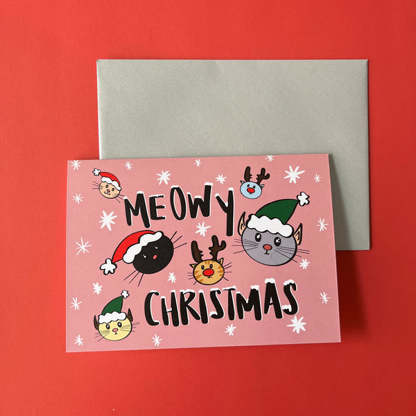 Meowy Christmas and Winter Dogs Greeting Card (Pack of 4)
