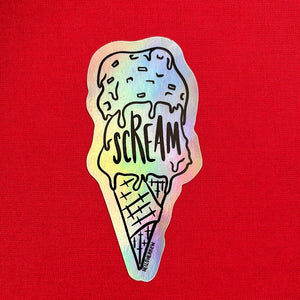 Melting ice cream - Scream - holographic Sticker